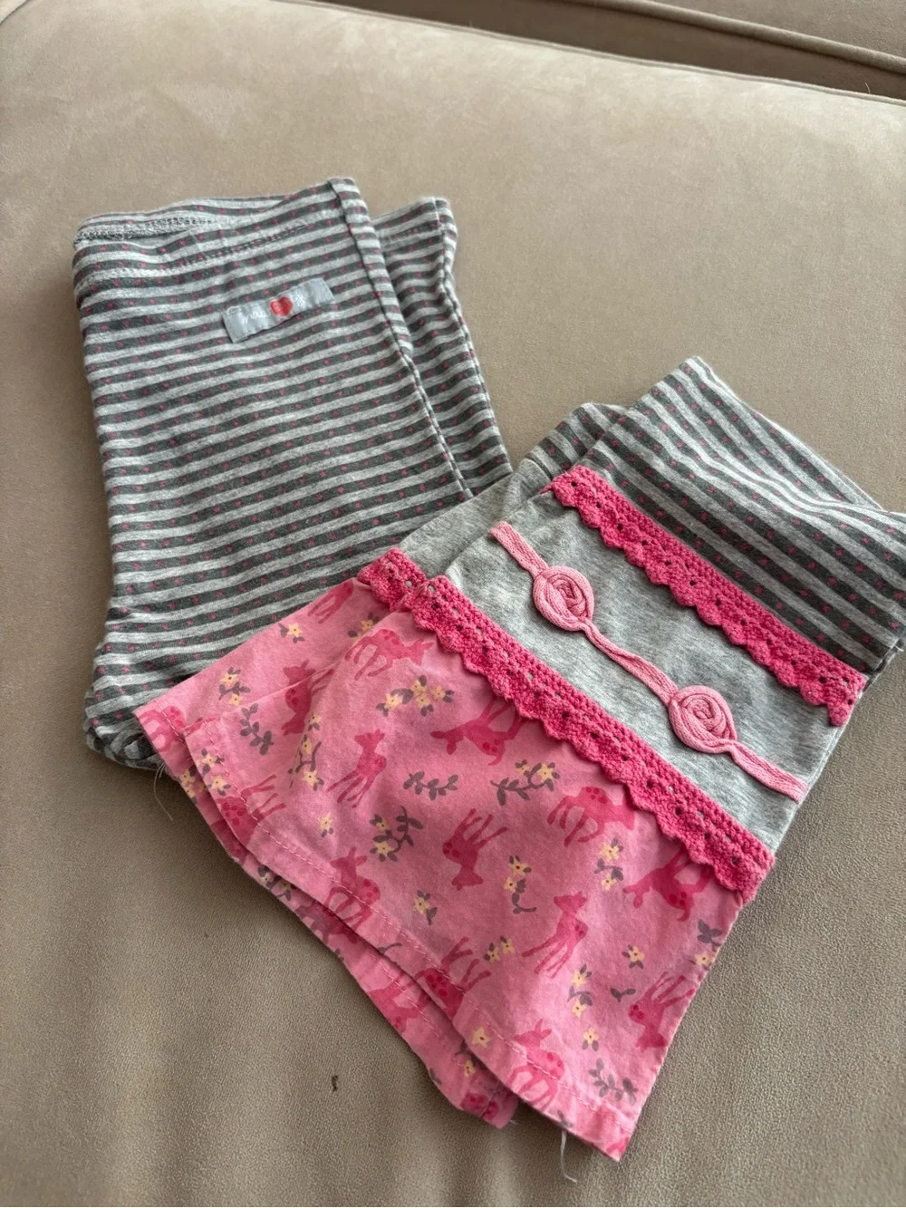 naartjie Gray & Pink Floral Long Sleeve with Striped Pants 3 piece